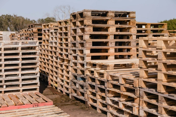 a large stack of wood